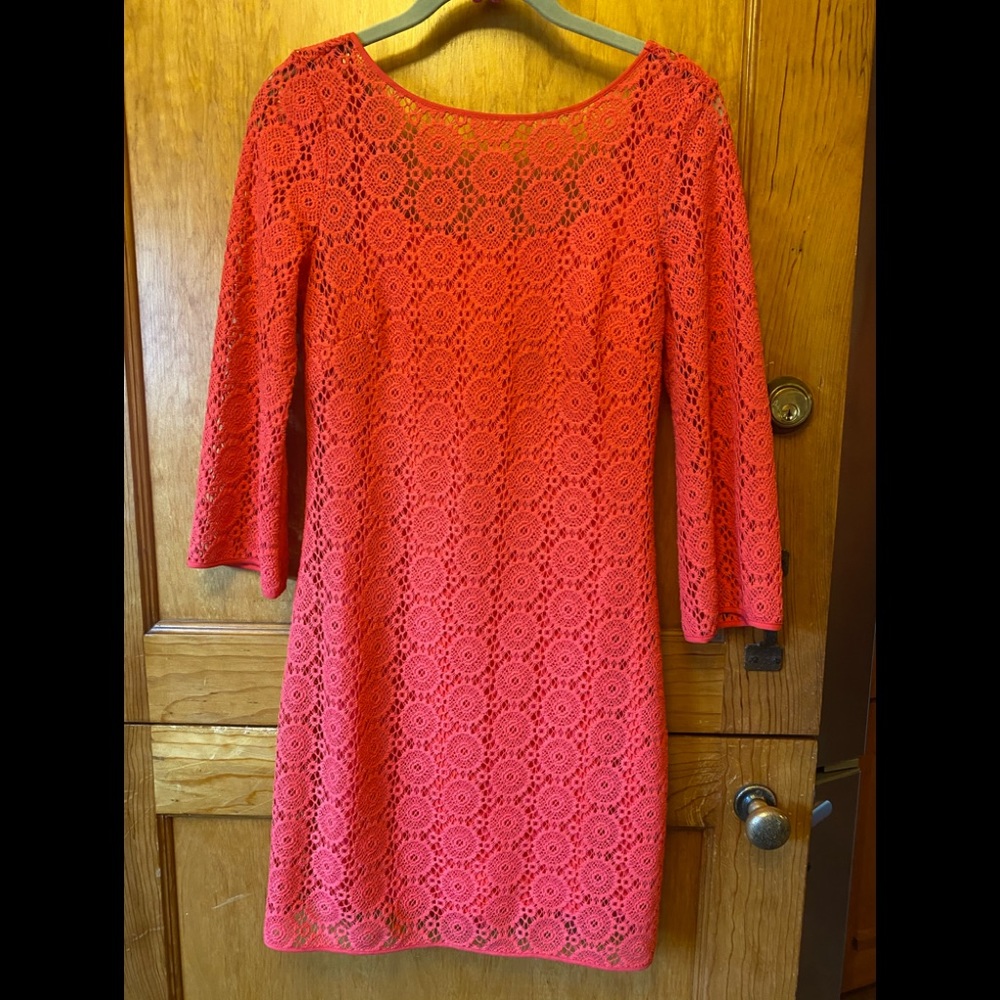 EUC Worn once! Lilly Pulitzer Topanga Island Coral lace dress